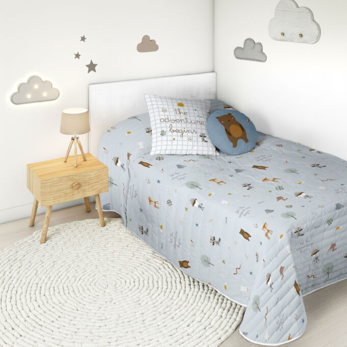 Colcha Infantil reversible Aventura Bosque