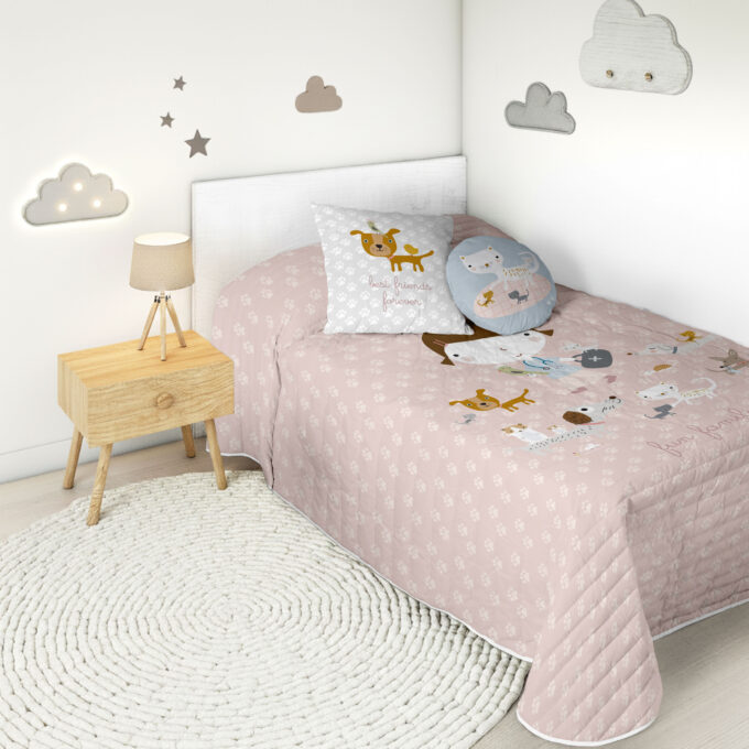 Colcha Infantil reversible Amigos Peludos