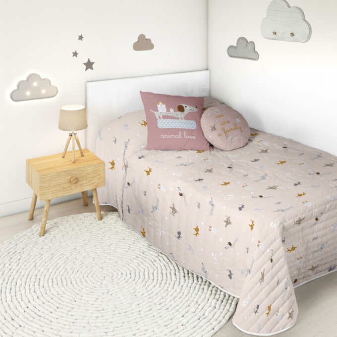 Colcha Infantil reversible Amigos Peludos