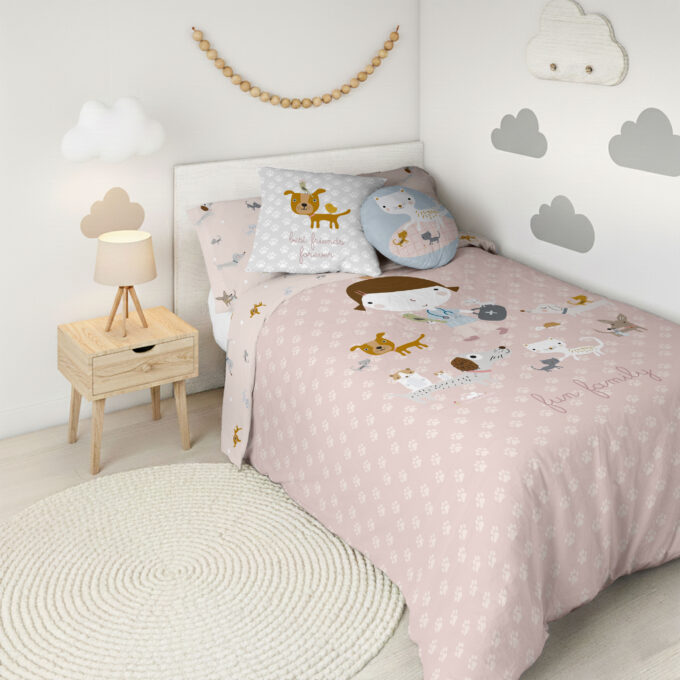 Funda nórdica infantil reversible Amigos Peludos
