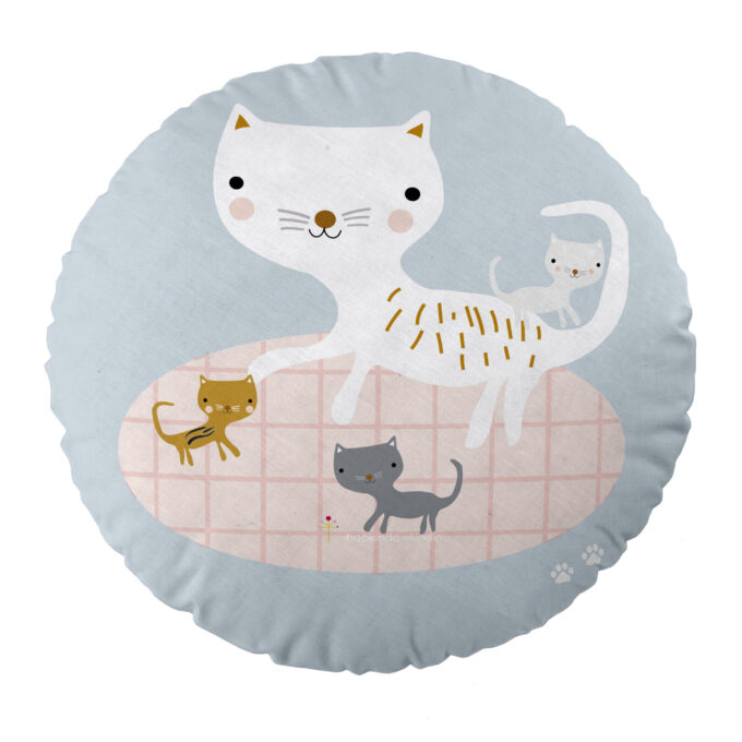 Cojín infantil reversible redondo Amigos Peludos