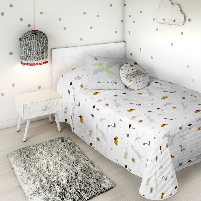 Colcha Infantil reversible Dino Pandilla