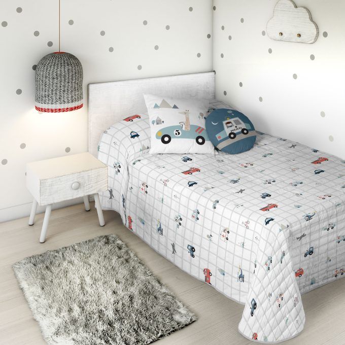 Colcha Infantil reversible Transportes carretera