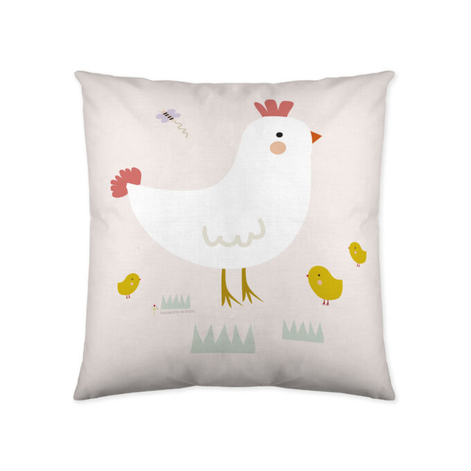Funda cojín infantil reversible Granja