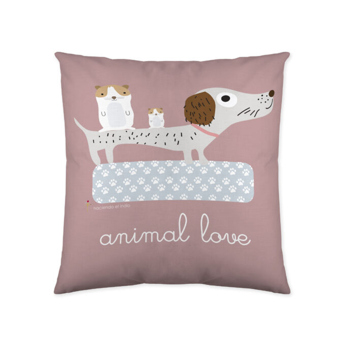 Funda cojín infantil reversible Amigos Peludos