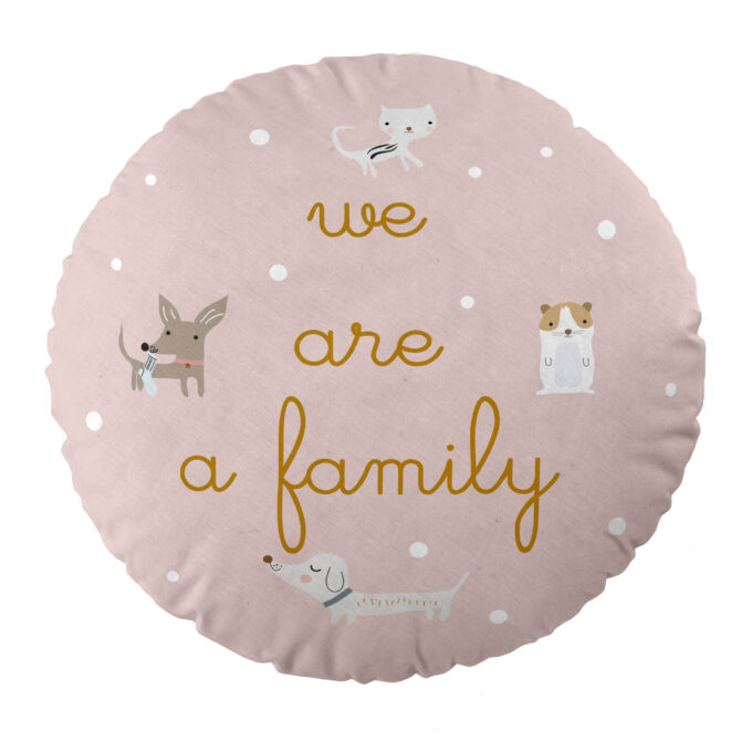 Cojín infantil reversible redondo Amigos Peludos