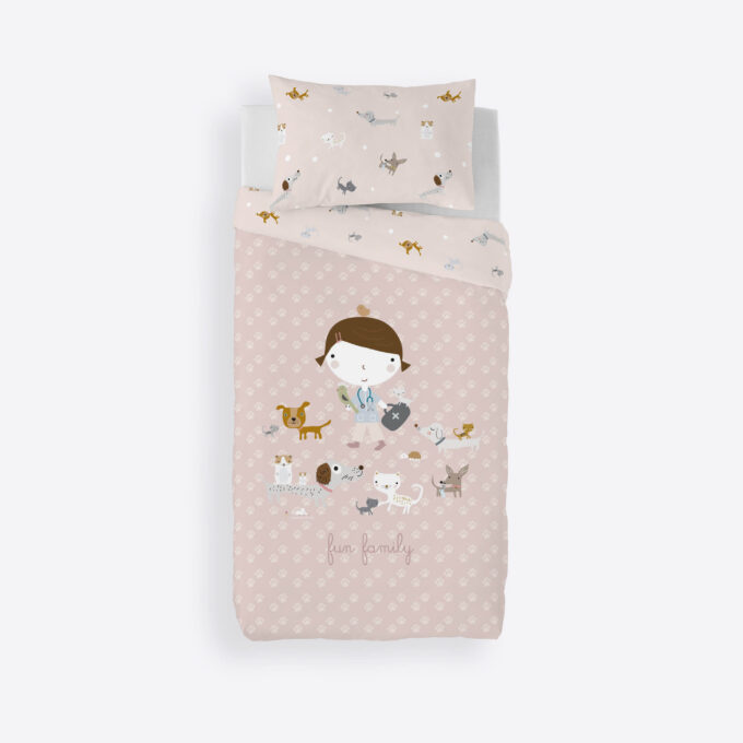 Funda nórdica infantil reversible Amigos Peludos