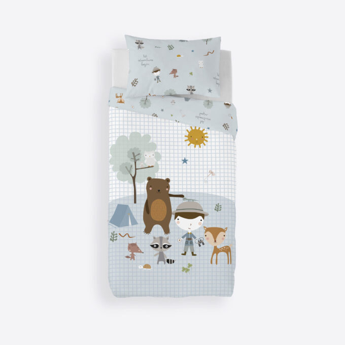 Funda nórdica infantil reversible Aventura Bosque