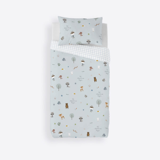 Funda nórdica infantil reversible Aventura Bosque