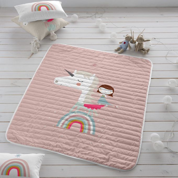 Colcha cuna / Mantita juego Unicornio Rosa