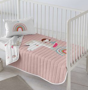 Colcha cuna / Mantita juego Unicornio Rosa