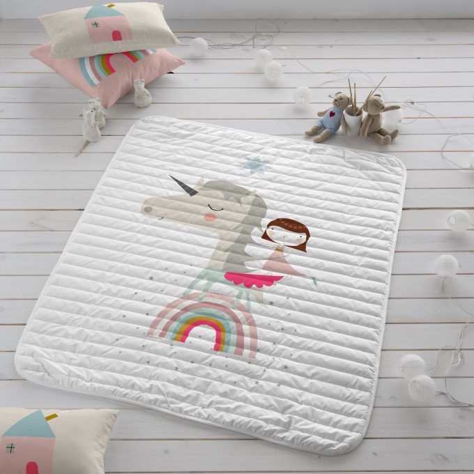 Colcha cuna / Mantita juego Unicornio Blanco