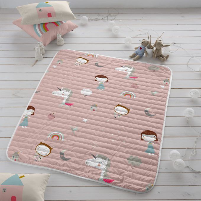 Colcha cuna / Mantita juego Unicornio Blanco
