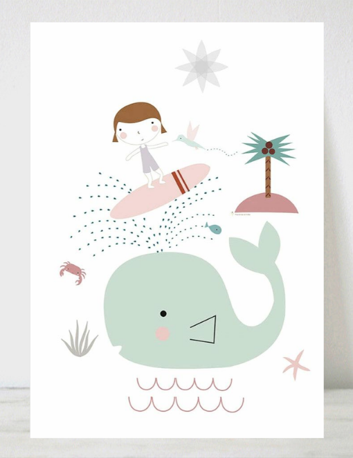Lámina Infantil Surfera