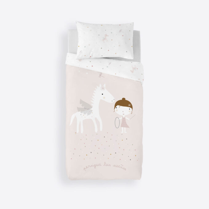 Funda nórdica infantil reversible Hada Pegaso