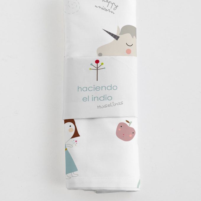 Muselina sabanita bebé Unicornio Blanco