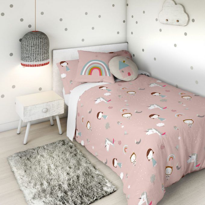 Funda nórdica infantil Reversible Unicornio Blanco