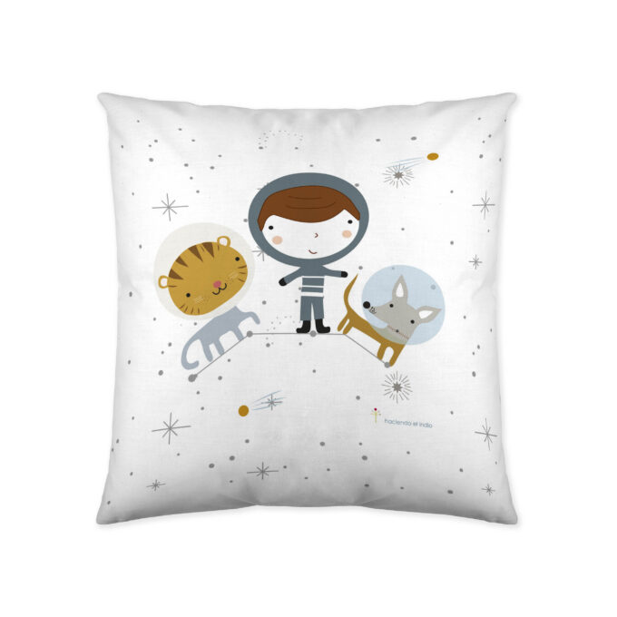 Funda cojín infantil reversible Viaje Espacial