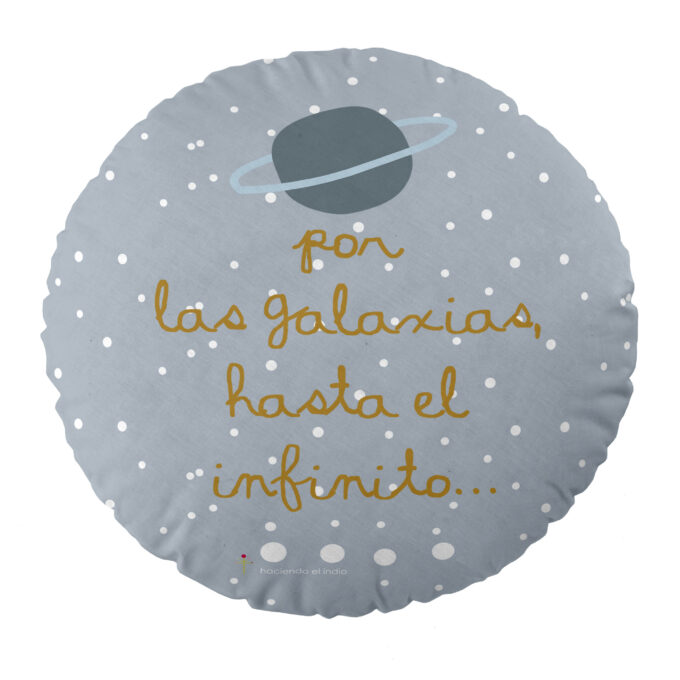 Cojín infantil reversible redondo Viaje Espacial