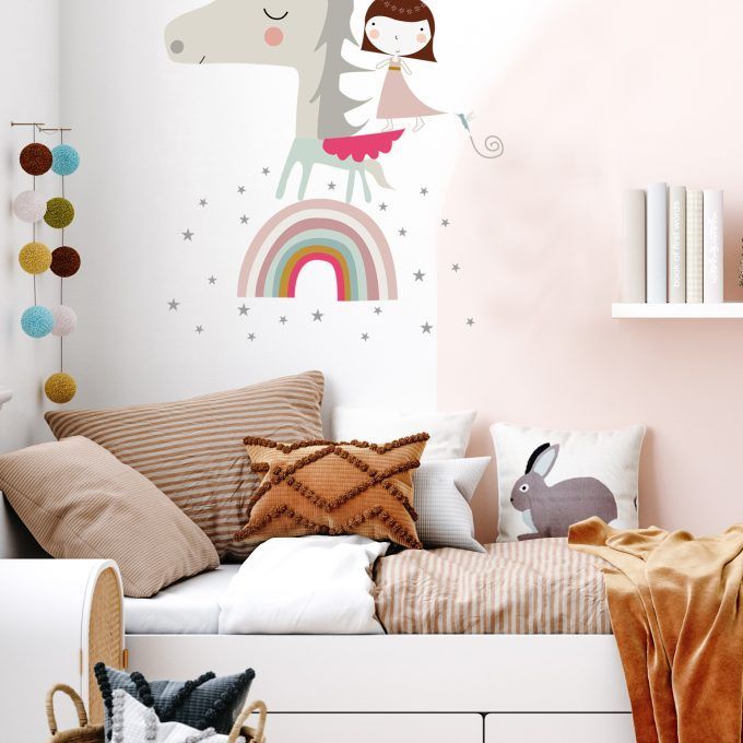 Vinilo infantil Hada Unicornio Arcoiris