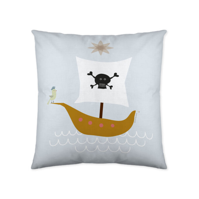 Funda cojín infantil reversible Pirata Ballena