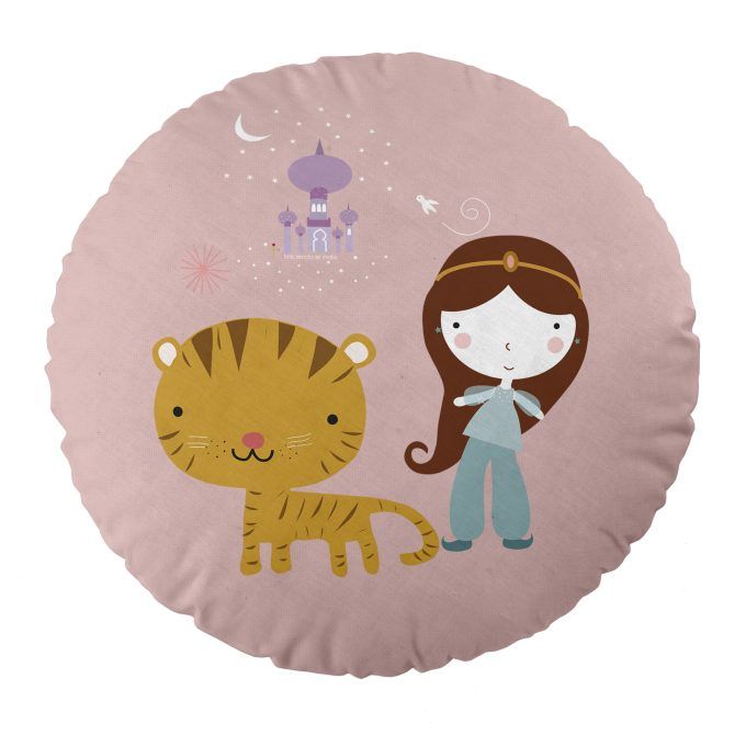Cojín infantil reversible Princesa Tigre Pajarito
