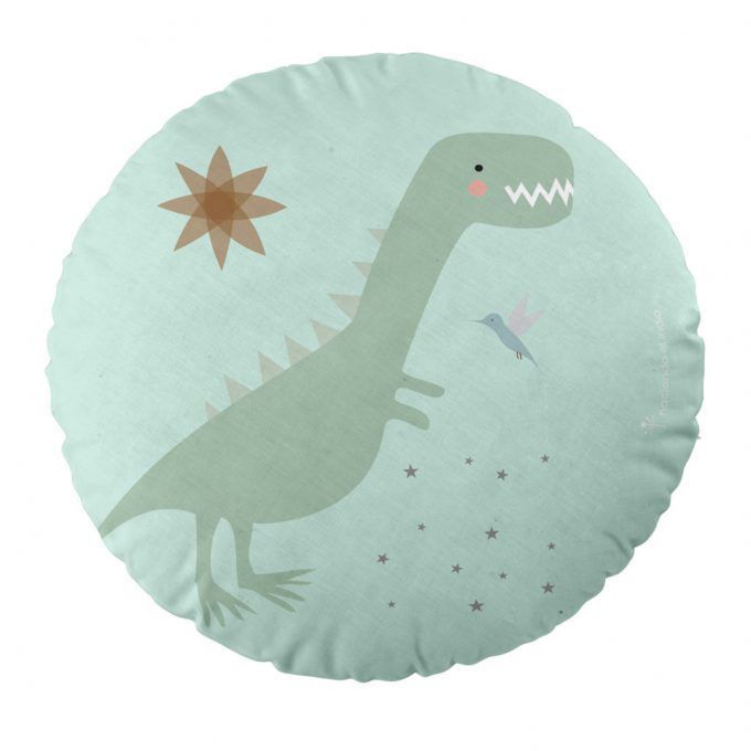 Cojín infantil reversible Luna y dinosaurio