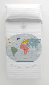 Colcha Infantil reversible Mapamundi 