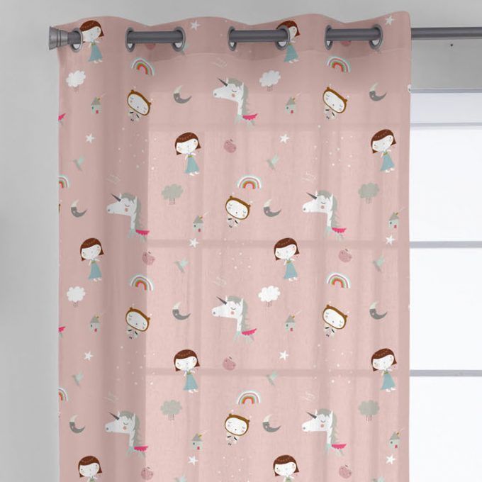 Cortina infantil Unicornio Rosa hada