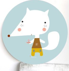 Cuadro infantil Zorrito turquesa