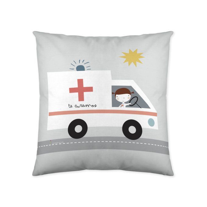 Funda cojín infantil reversible Jirafa Ambulancia