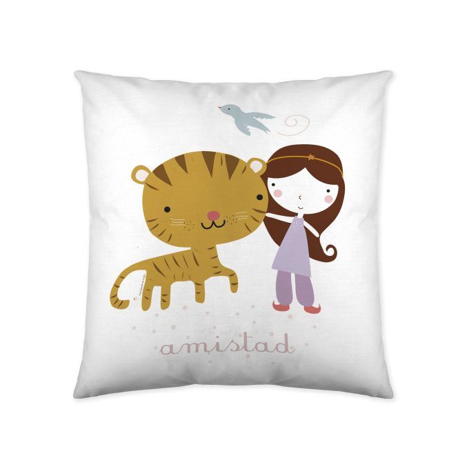 Funda cojín infantil reversible Amistad Tigre Luna