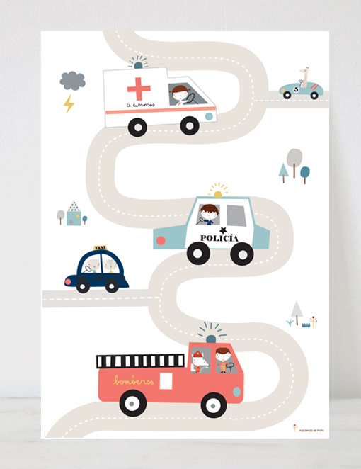 lámina infantil transportes carretera