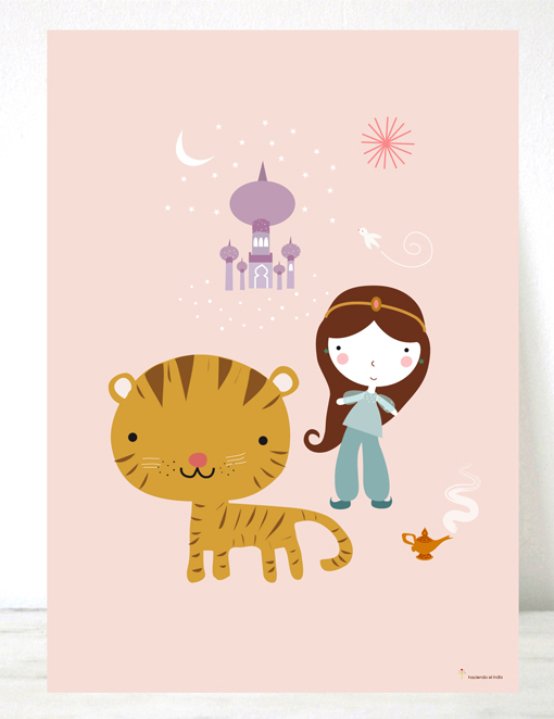 Lámina infantil Princesa y Tigre