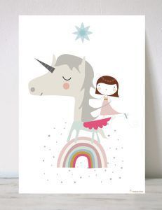 Lámina Infantil Hada Unicornio