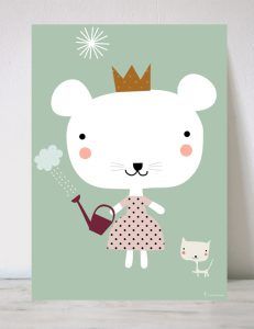 lámina infantil osita jardinera