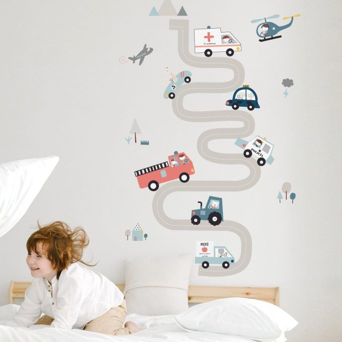 Vinilo infantil Carretera Transportes