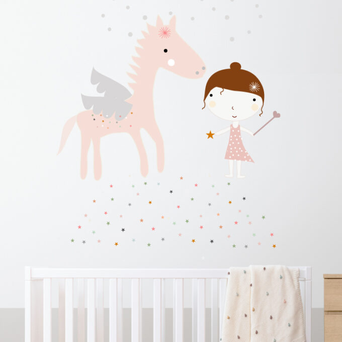 Vinilo infantil Hada Pegaso