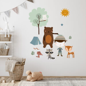 Vinilo infantil Aventura Bosque a juego con fundas nórdicas infantiles